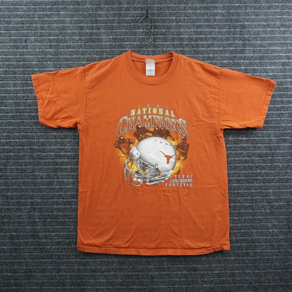Gildan T-Shirt Mens L Orange Texas Longhorns 2005 National Champions Vintage